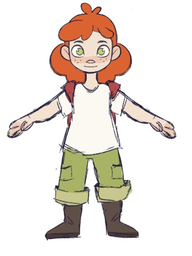 Character design for Mia, the red-haired protagonist of Seeds of Change